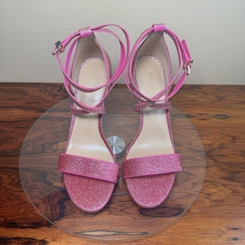 Michael Kors Astrid Glitter Fuchsia Heeled Sandal